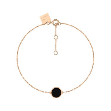 Bracelet Ginette NY Mini Ever Disc en or rose et onyx