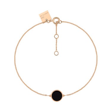 Bracelet Ginette NY Mini Ever Disc en or rose et onyx