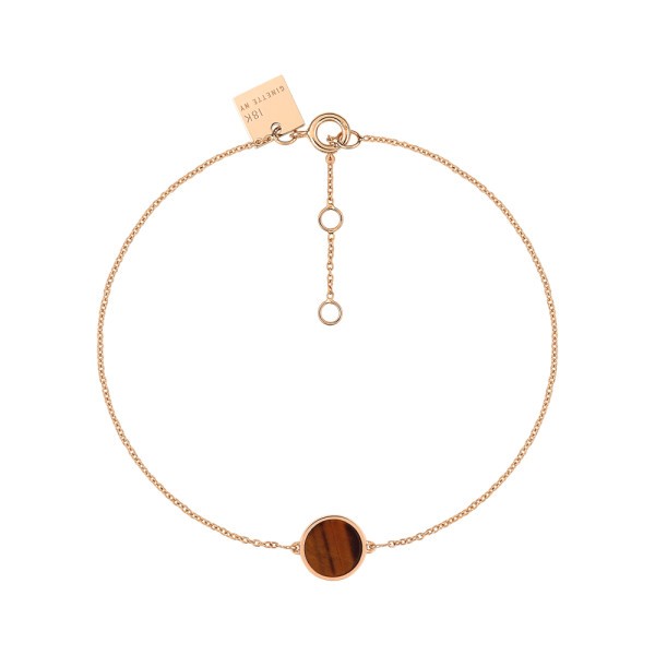 Bracelet Ginette NY Mini Ever Disc en or rose et œil de tigre