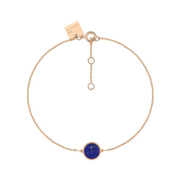 Bracelet Ginette NY Mini Ever Disc en or rose et lapis lazuli