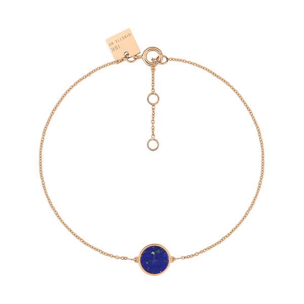 Bracelet Ginette NY Mini Ever Disc en or rose et lapis lazuli