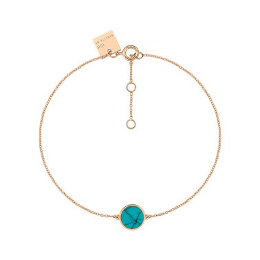 Bracelet Ginette NY Mini Ever Disc en or rose et turquoise