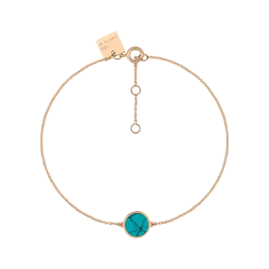 Bracelet Ginette NY Mini Ever Disc en or rose et turquoise