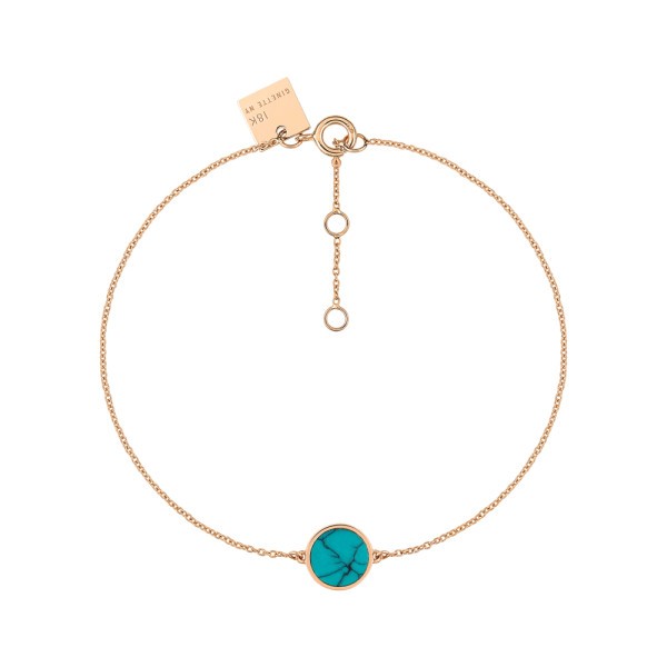 Bracelet Ginette NY Mini Ever Disc en or rose et turquoise