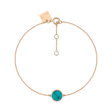 Bracelet Ginette NY Mini Ever Disc en or rose et turquoise