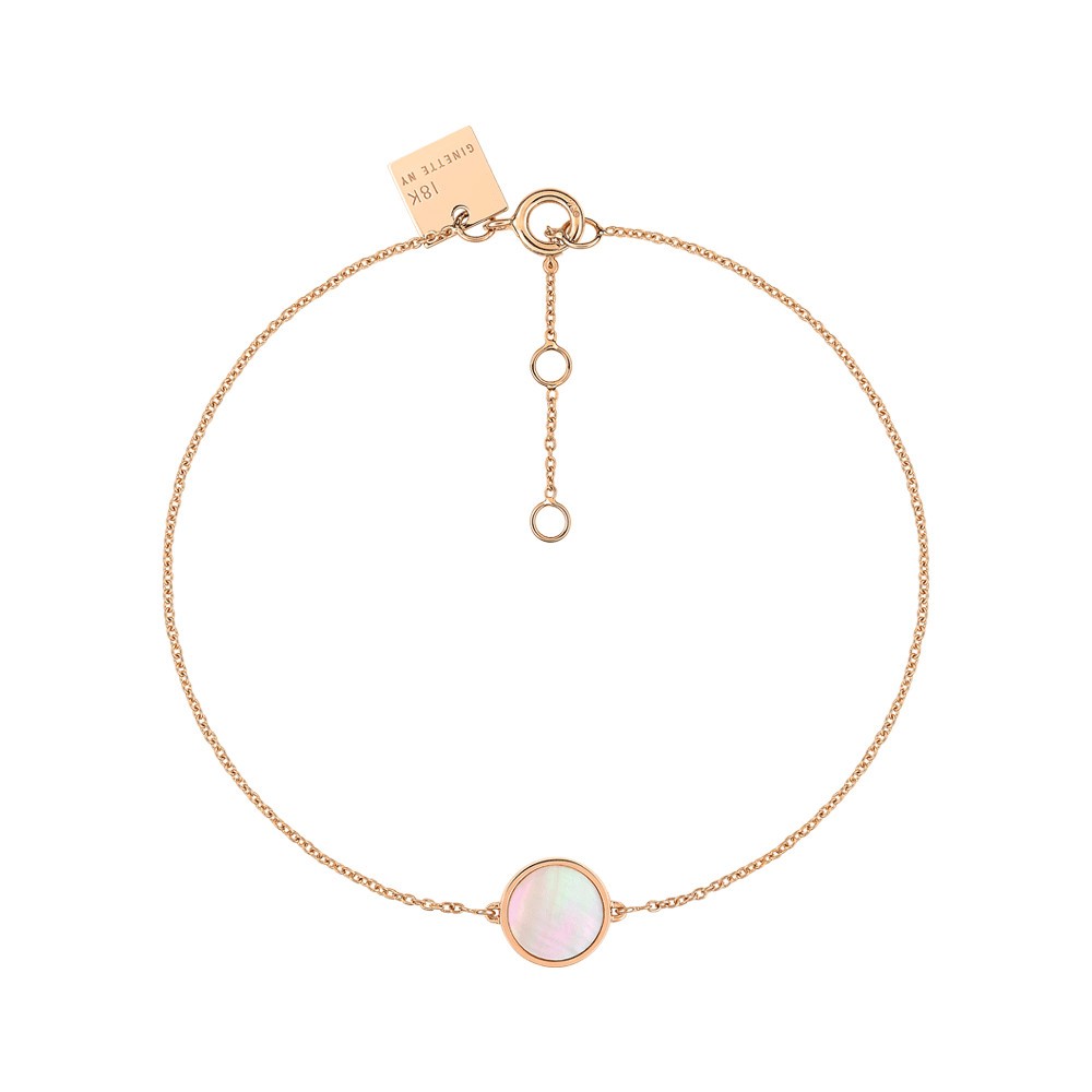 Bracelet Ginette NY Mini Ever Disc en or rose et nacre rose