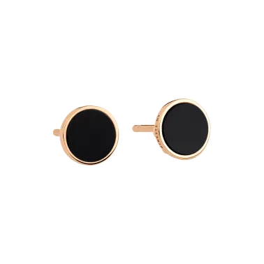 Puces d'oreilles Ginette NY Ever Disc en or rose et onyx
