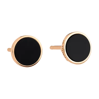 Puces d'oreilles Ginette NY Ever Disc en or rose et onyx