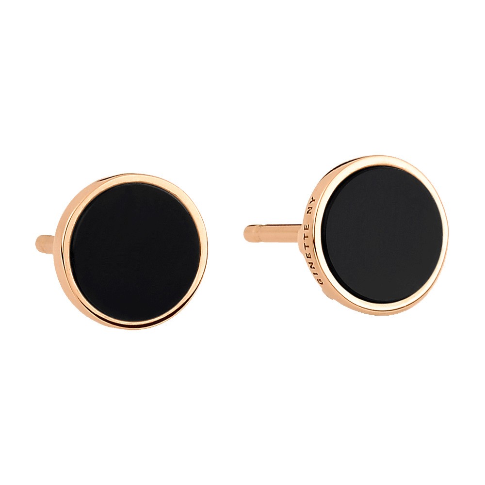 Puces d'oreilles Ginette NY Ever Disc en or rose et onyx