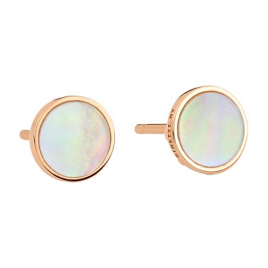 Puces d'oreilles Ginette NY Ever Disc en or rose et nacre rose