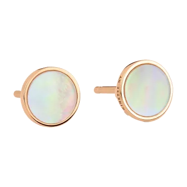Puces d'oreilles Ginette NY Ever Disc en or rose et nacre rose