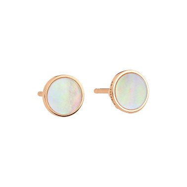 Puces d'oreilles Ginette NY Ever Disc en or rose et nacre rose