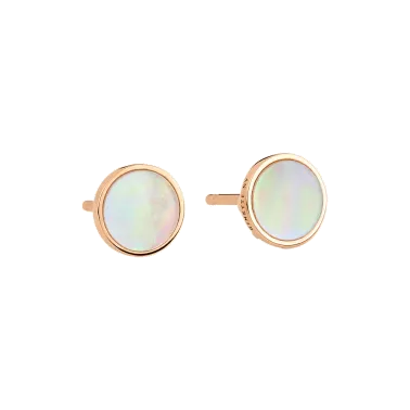 Puces d'oreilles Ginette NY Ever Disc en or rose et nacre rose