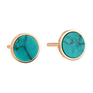 Puces d'oreilles Ginette NY Ever Disc en or rose et turquoise