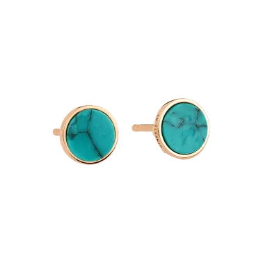 Puces d'oreilles Ginette NY Ever Disc en or rose et turquoise