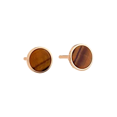 Puces d'oreilles Ginette NY Ever Disc en or rose et œil de tigre