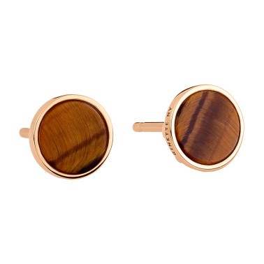 Puces d'oreilles Ginette NY Ever Disc en or rose et œil de tigre