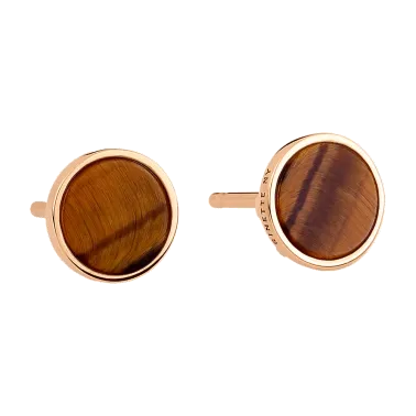 Puces d'oreilles Ginette NY Ever Disc en or rose et œil de tigre