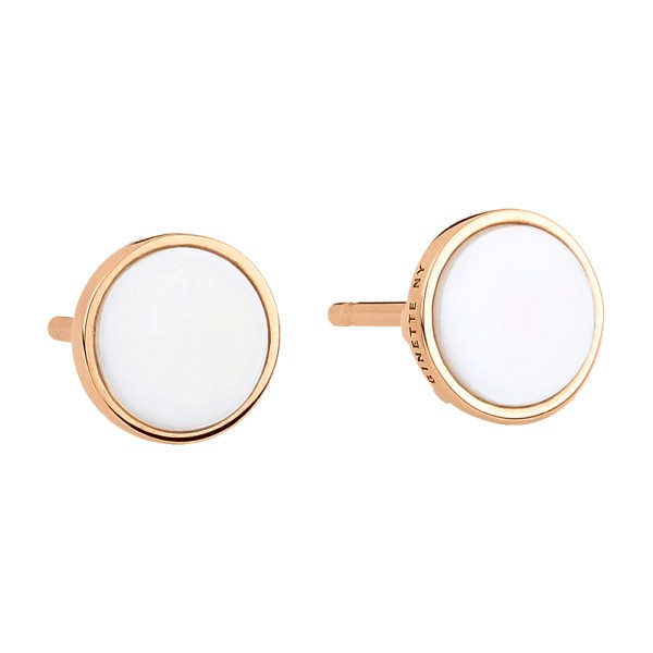 Puces d'oreilles Ginette NY Ever Disc en or rose et agate