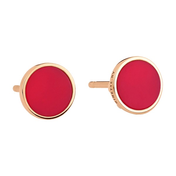Puces d'oreilles Ginette NY Ever Disc en or rose et corail