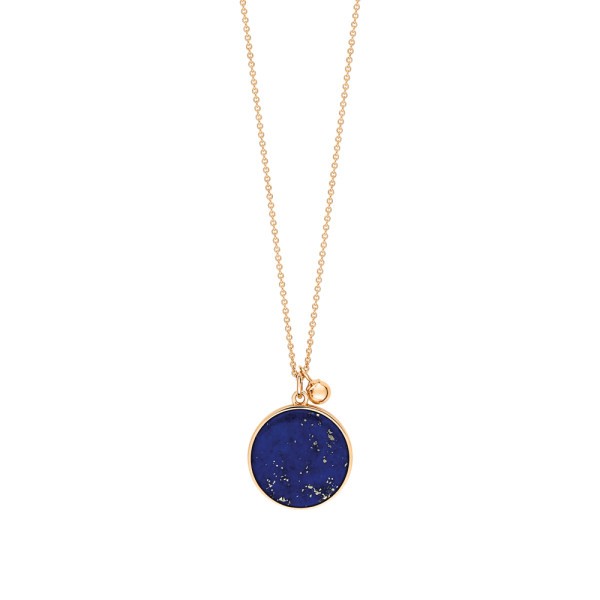 Collier Ginette Ny Ever on chain en or rose et lapis lazuli