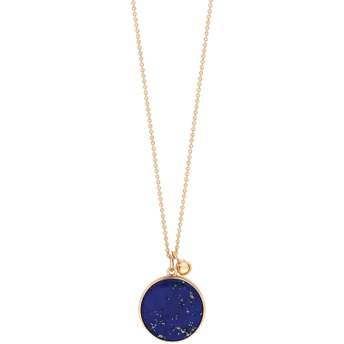 Collier Ginette Ny Ever on chain en or rose et lapis lazuli