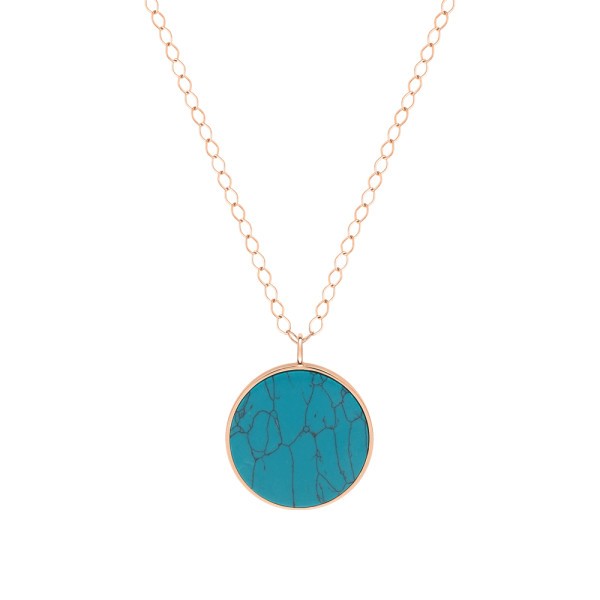 Collier Ginette NY Jumbo Ever en or rose et turquoise