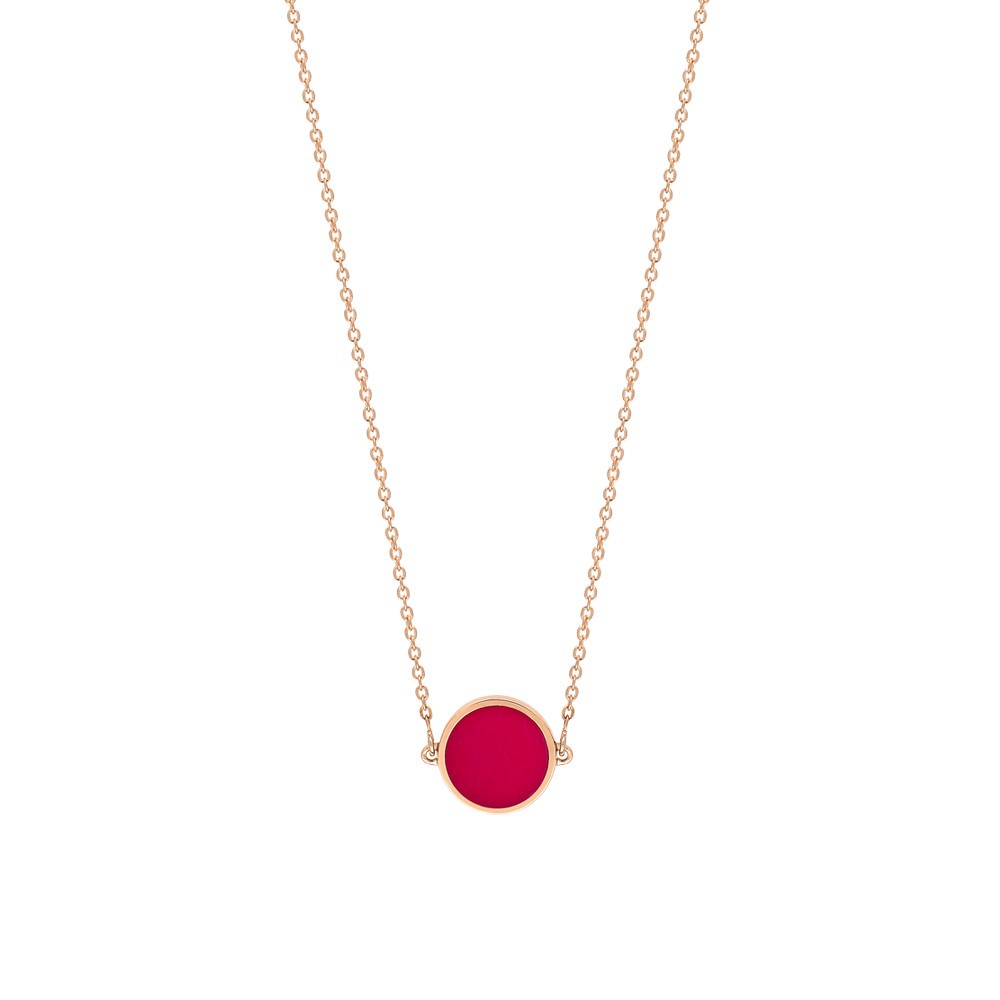 Collier Ginette NY Mini Ever en or rose et corail