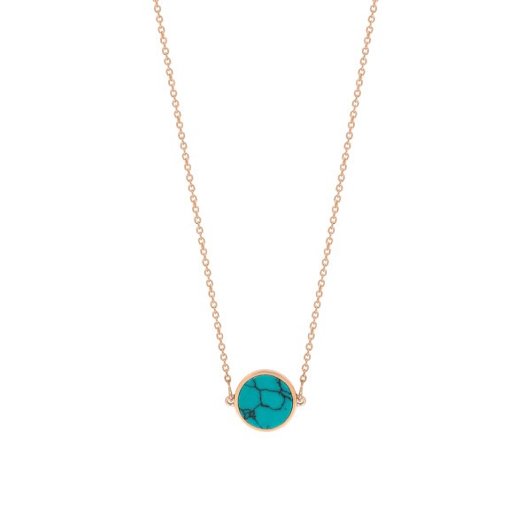 Collier Ginette NY Mini Ever en or rose et turquoise