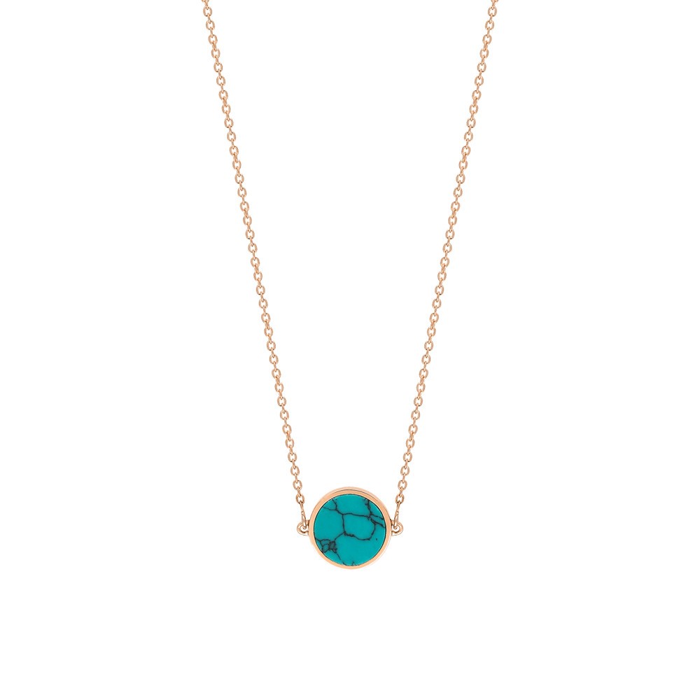 Collier Ginette NY Mini Ever en or rose et turquoise