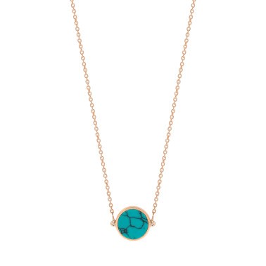 Collier Ginette NY Mini Ever en or rose et turquoise