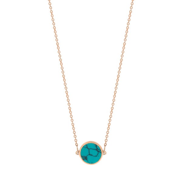 Collier Ginette NY Mini Ever en or rose et turquoise