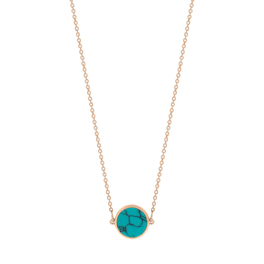 Collier Ginette NY Mini Ever en or rose et turquoise