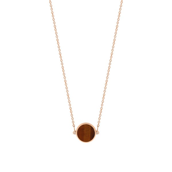 Collier Ginette NY Mini Ever en or rose et œil de tigre