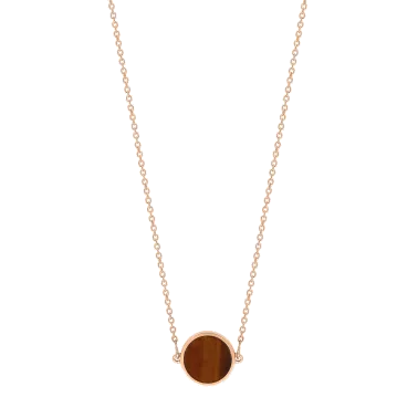 Collier Ginette NY Mini Ever en or rose et œil de tigre