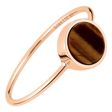 Bague Ginette NY Mini Ever Disc en or rose et œil de tigre