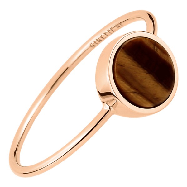 Bague Ginette NY Mini Ever Disc en or rose et œil de tigre