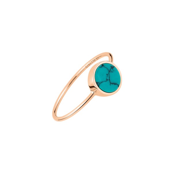 Bague Ginette NY Mini Ever Disc en or rose et turquoise