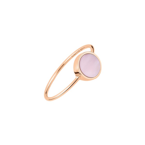 Bague Ginette NY Mini Ever Disc en or rose et nacre rose