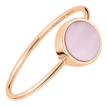 Bague Ginette NY Mini Ever Disc en or rose et nacre rose