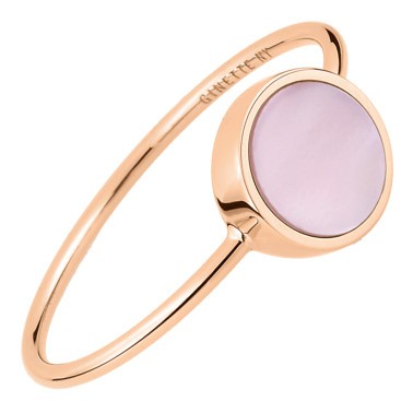 Bague Ginette NY Mini Ever Disc en or rose et nacre rose