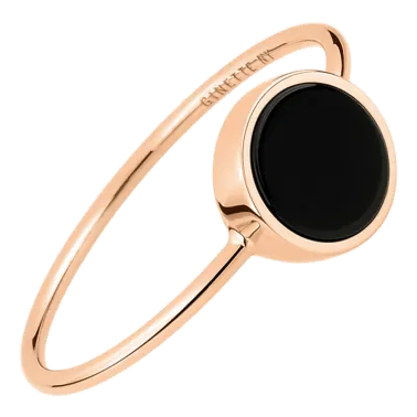 Bague Ginette NY Mini Ever Disc en or rose et onyx