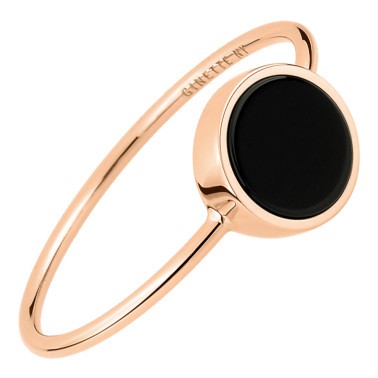 Bague Ginette NY Mini Ever Disc en or rose et onyx