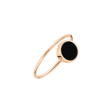 Bague Ginette NY Mini Ever Disc en or rose et onyx