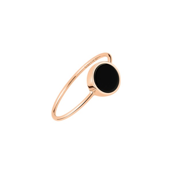 Bague Ginette NY Mini Ever Disc en or rose et onyx