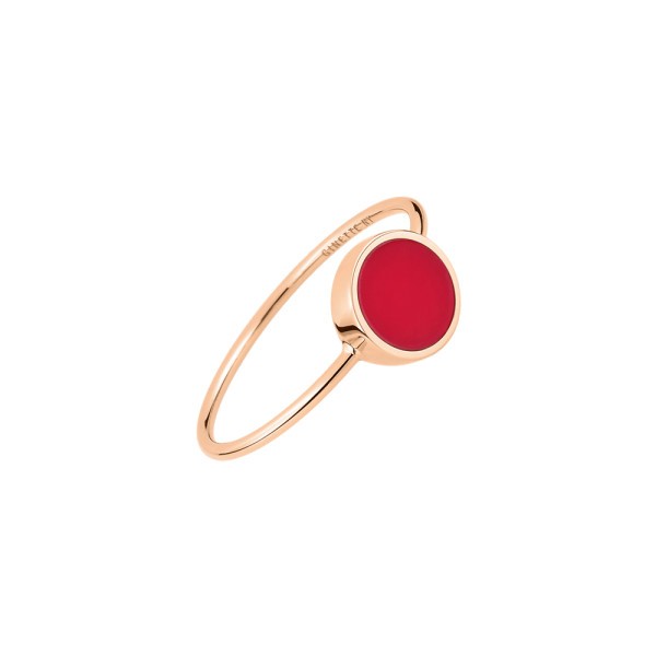 Bague Ginette NY Mini Ever Disc en or rose et corail