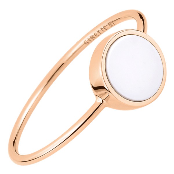 Bague Ginette NY Mini Ever Disc en or rose et agate