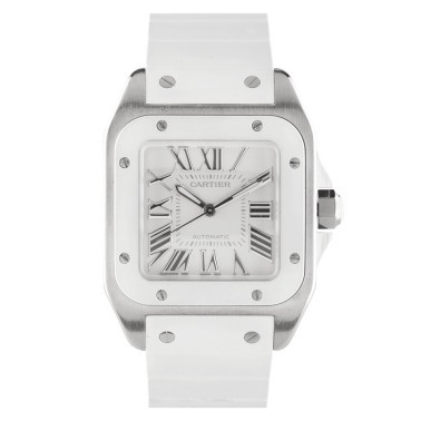 Montre Cartier Santos 100 automatique Lady bracelet caoutchouc Full Set 2009