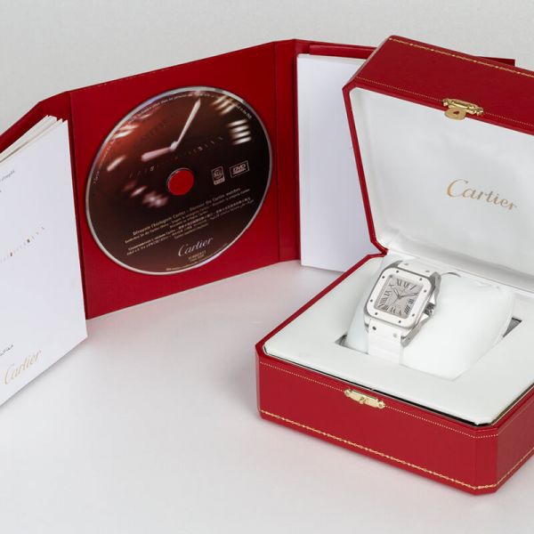 Montre Cartier Santos 100 automatique Lady bracelet caoutchouc Full Set 2009
