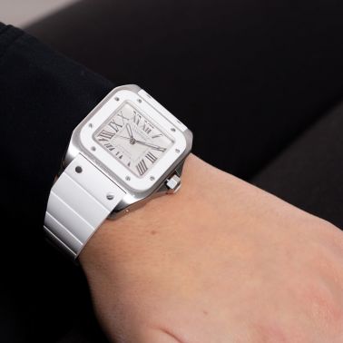 Montre Cartier Santos 100 automatique Lady bracelet caoutchouc Full Set 2009